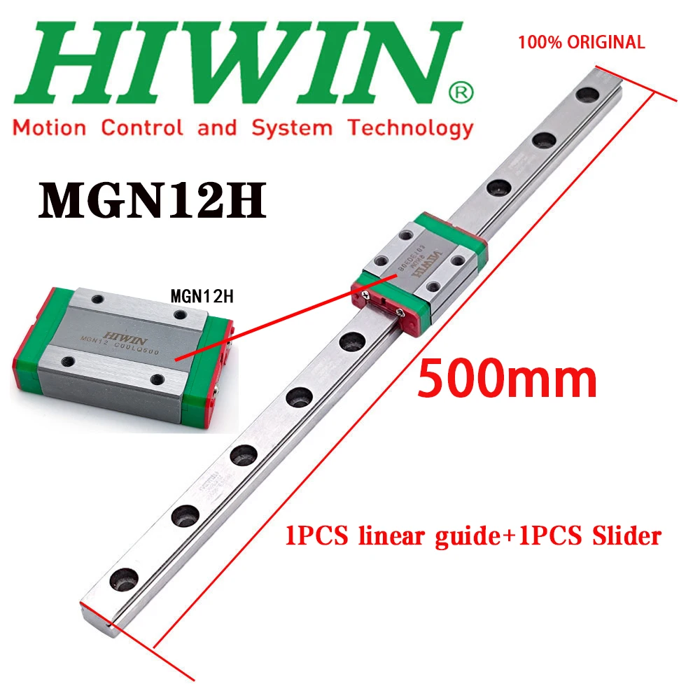 

NEW HIWIN Original Genuine MGN12 Linear Guide Rail 500mm MGN12 Linear Guide+MGN12H Slider Block Alloy Steel For 3D Printer CNC