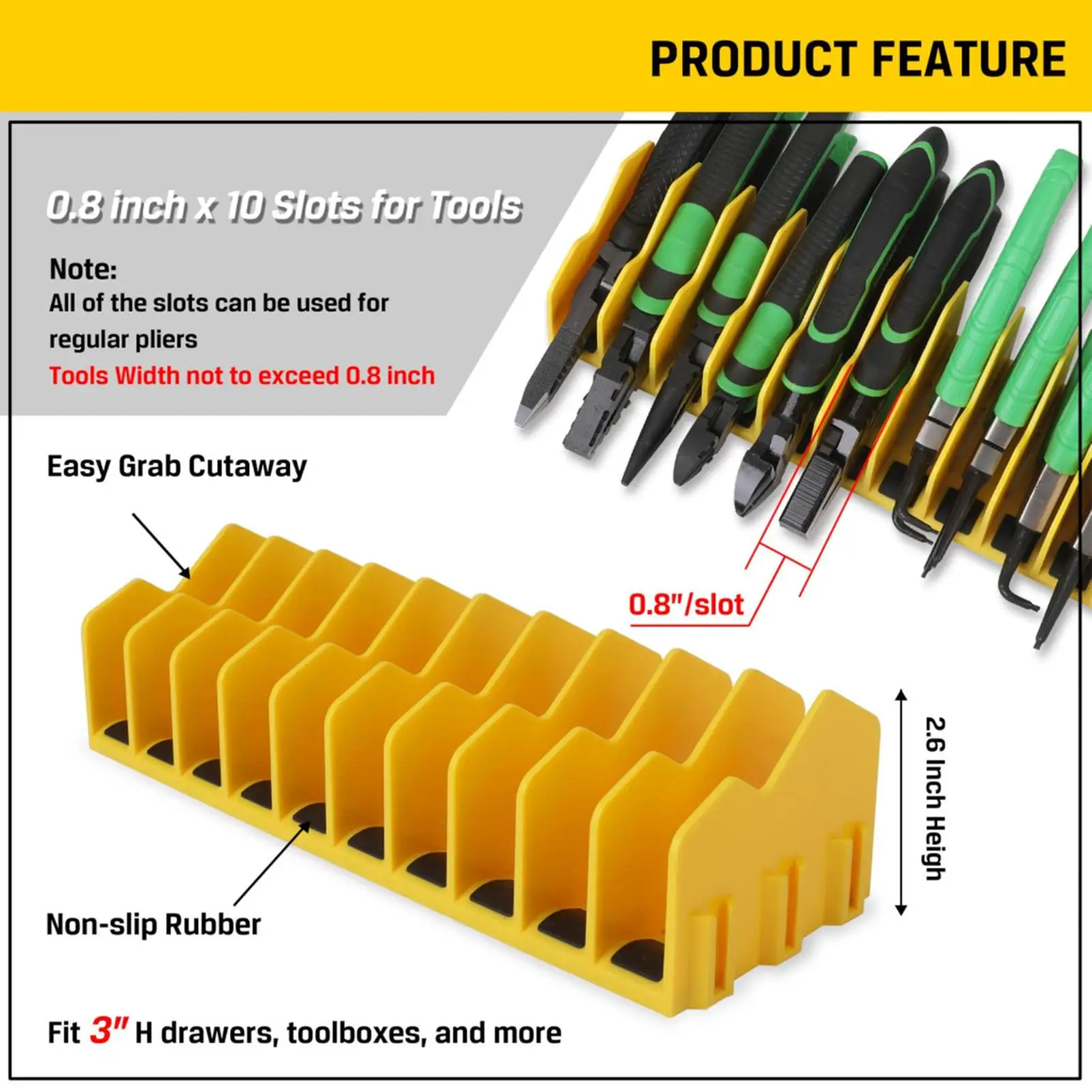 1Pcs 10 Slots Plier Organizer Plastic Tool Rack with Nonslip Rubber Base Space Saving Toolbox Storage Pliers Cutters Wrenches