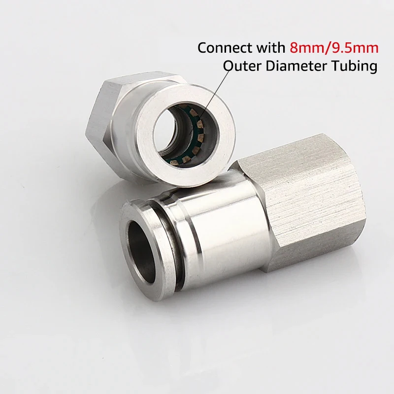 2 Raccords Pneumatiques 7/16 UNF Vers 8mm - Laiton Nickelé - 10 BAR - Pour Air/Eau/Vide