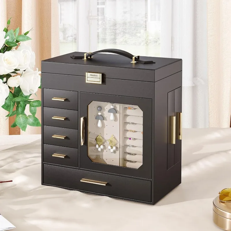 Jewelry Box with Mirror – Large-Capacity Jewelry Organizer Case with Multiple Compartme... - SKU JBM08158 - UGI Packaging