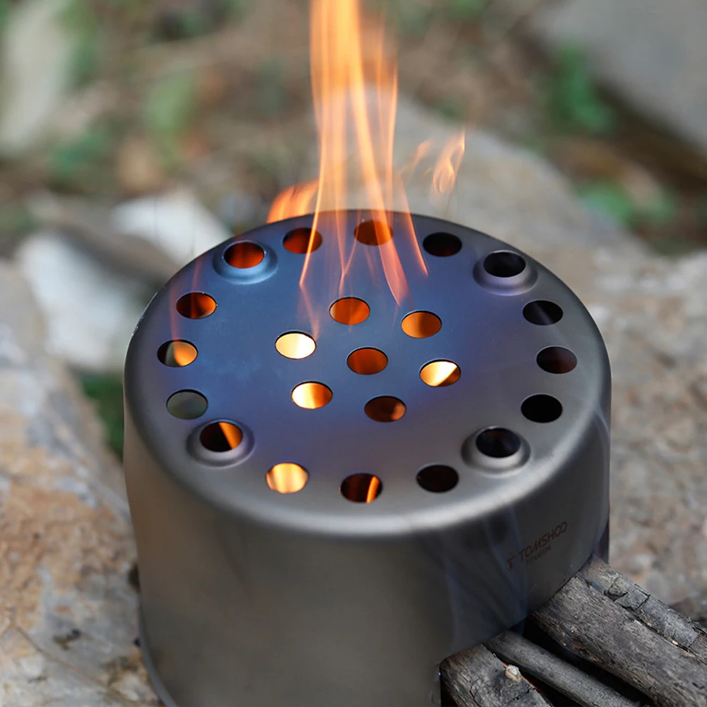 Tomshoo Ultra-lightweight Titanium Wood Stove Outdoor Camping Wood Burner  Camp Cooking Supplies Backpacking Wood Burning Stove - AliExpress