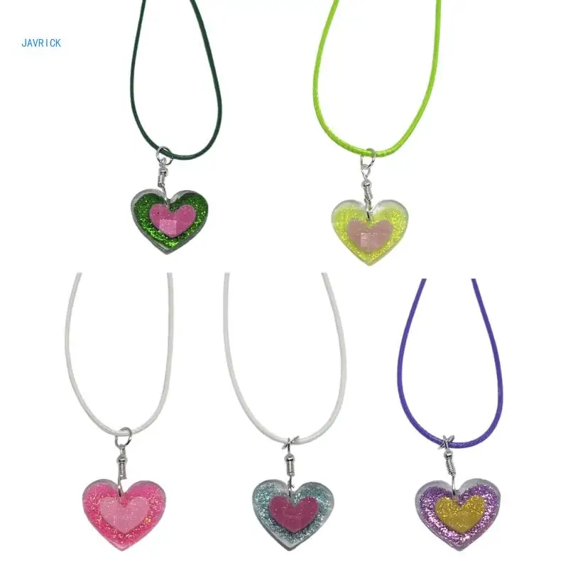 

Exquisite Heart Necklace for Women Adjustable Chain Y2k Hip Hop Pink Heart Chain