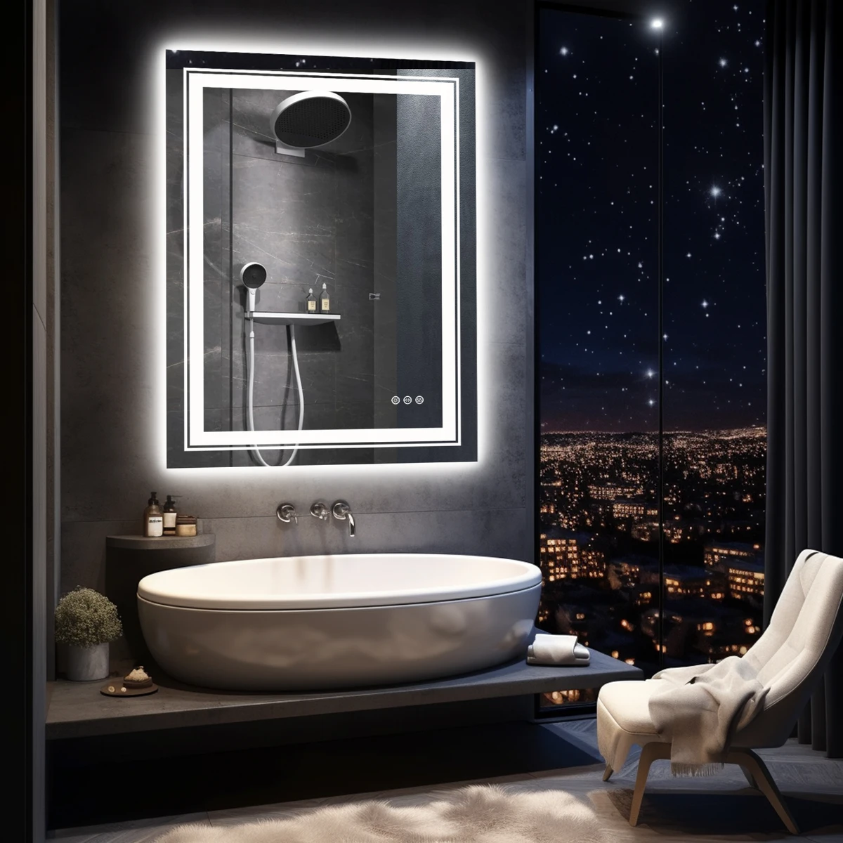 20x28 Inch Led  Rectangle Mirror for Bathroom with Front Light and Backlit Anti Fog Function Wall Backlit Decor Vanity Mirrors