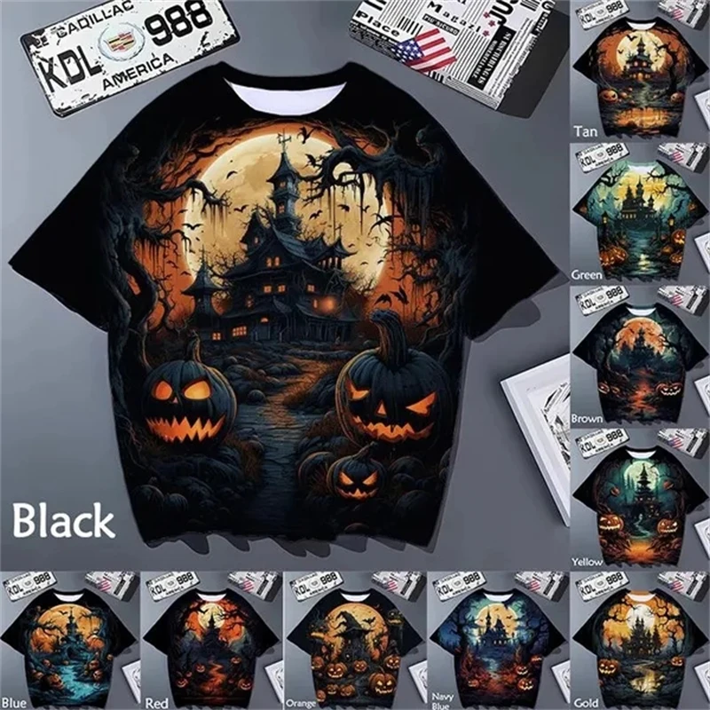 

New Halloween 3D Printed T-shirt Funny Fashion Casual Spoof Pumpkin Print T-shirt Top Short-sleeved Oversized Loose Plus Size