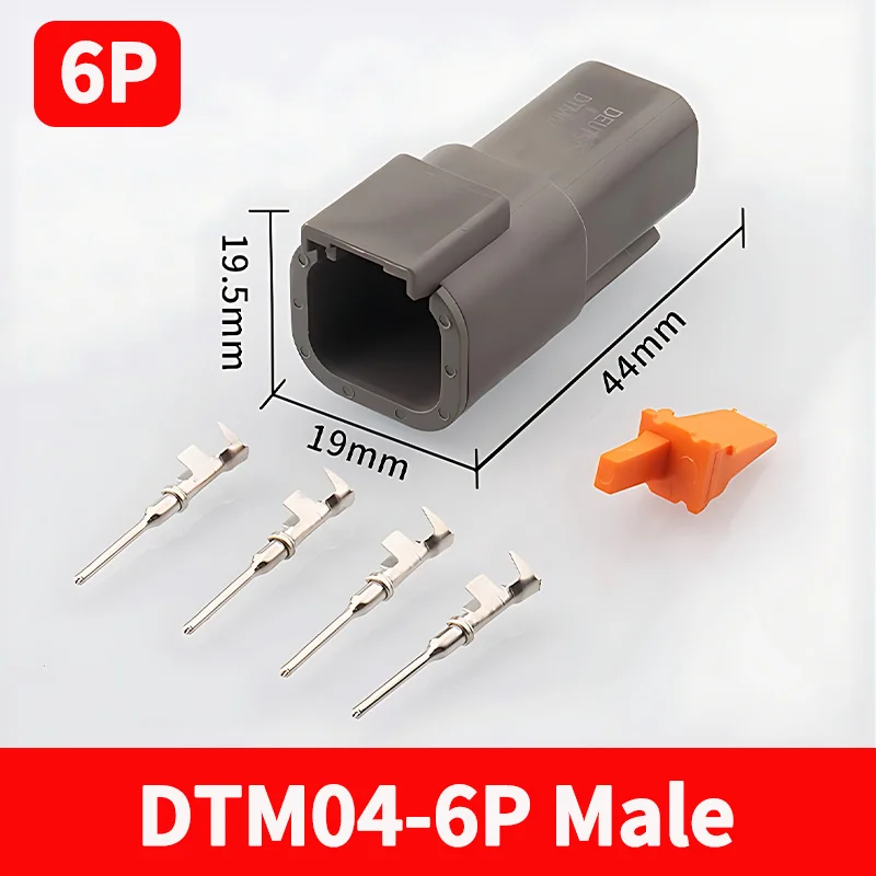 5/20/100 Sets 6 Pin Way Deutsch DTM04-6P DTM06-6S Waterproof Electrical Wire Connector 16-22AWG DTM Series Connector Male Female electrical connector