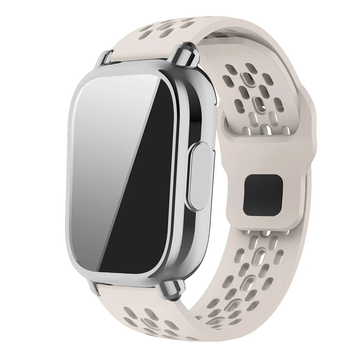 Silicone Strap and TPU Soft Shell Case with Full Cover Screen Protector for Smartwatch - Breathable Sport Band Design