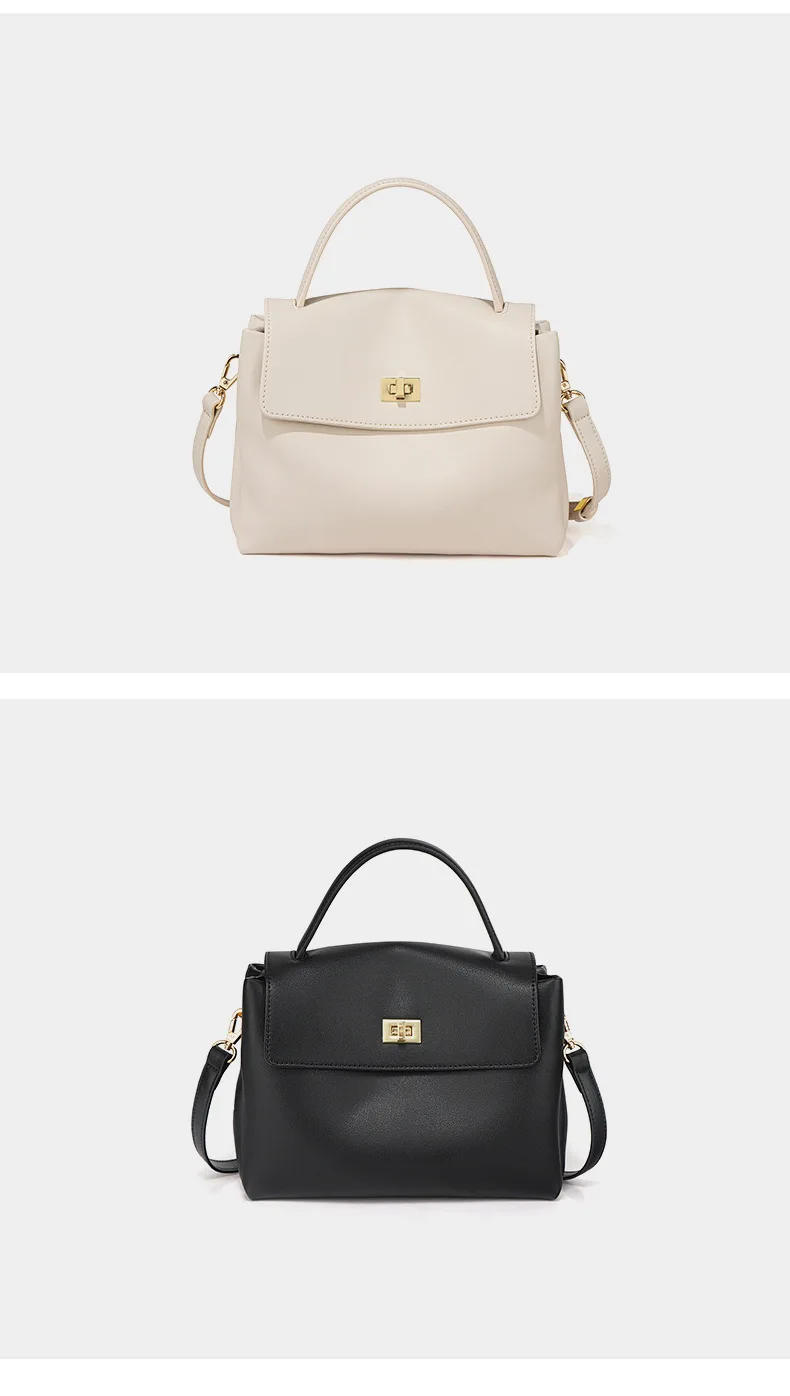 Damen Ledertasche Mit Drehverschluss Aus Weichem Rindsleder_voghion.com