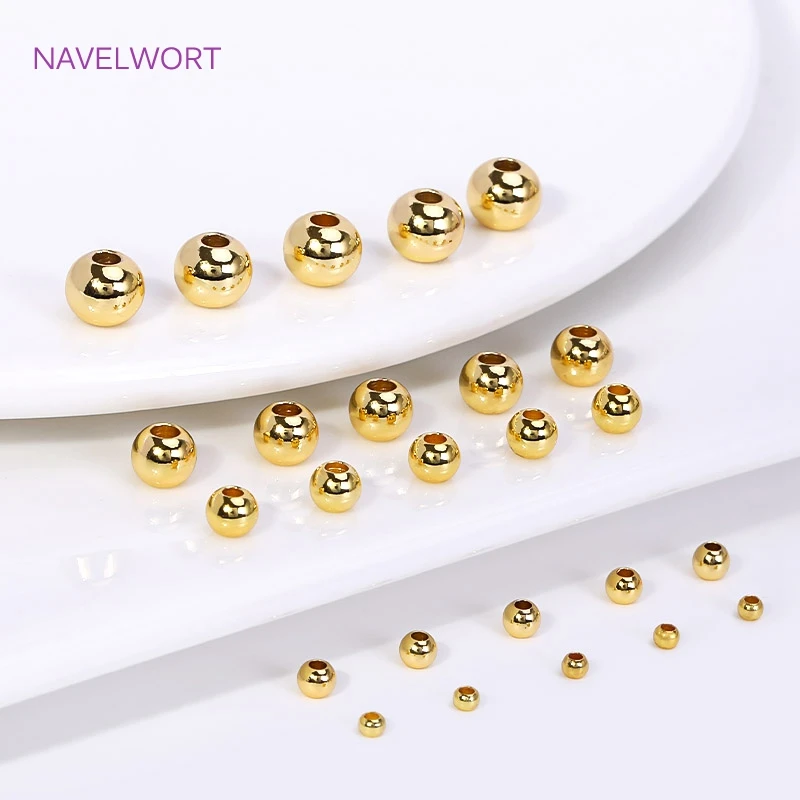 2/2,5/3/4/5/6 mm Messing runde Distanzperlen, 18 Karat vergoldete lose Perlen für Armbandherstellung, Zubehör für Schmuck – Detail 16