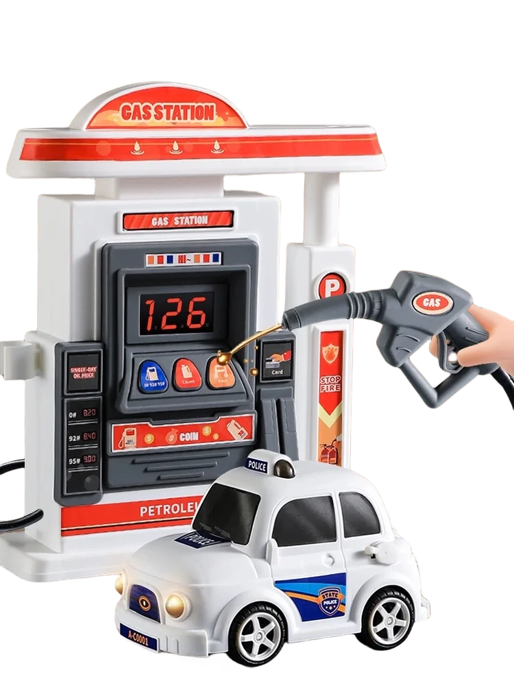 Children's Simulation Car Gas Station Refueling Police Machine Credit Card Payment Toy Model Boy Role Play Petrol station Gift 2