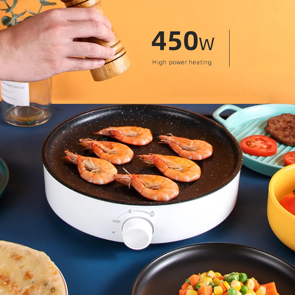 Electric Frying Pan 220V Electric Frying Pan Non Stick Pan Outdoors Grill Fry Baking Roast Cooker Steak Barbecue Cooking Kitchen Tool