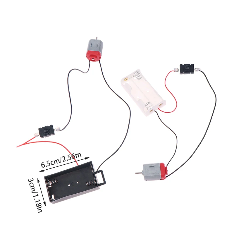 Plastic  White 130 Motor Kit With 2xAA Battery Storage Case And Switch 16500 RPM Mini DIY Electronic Motor Circuit Models Kit