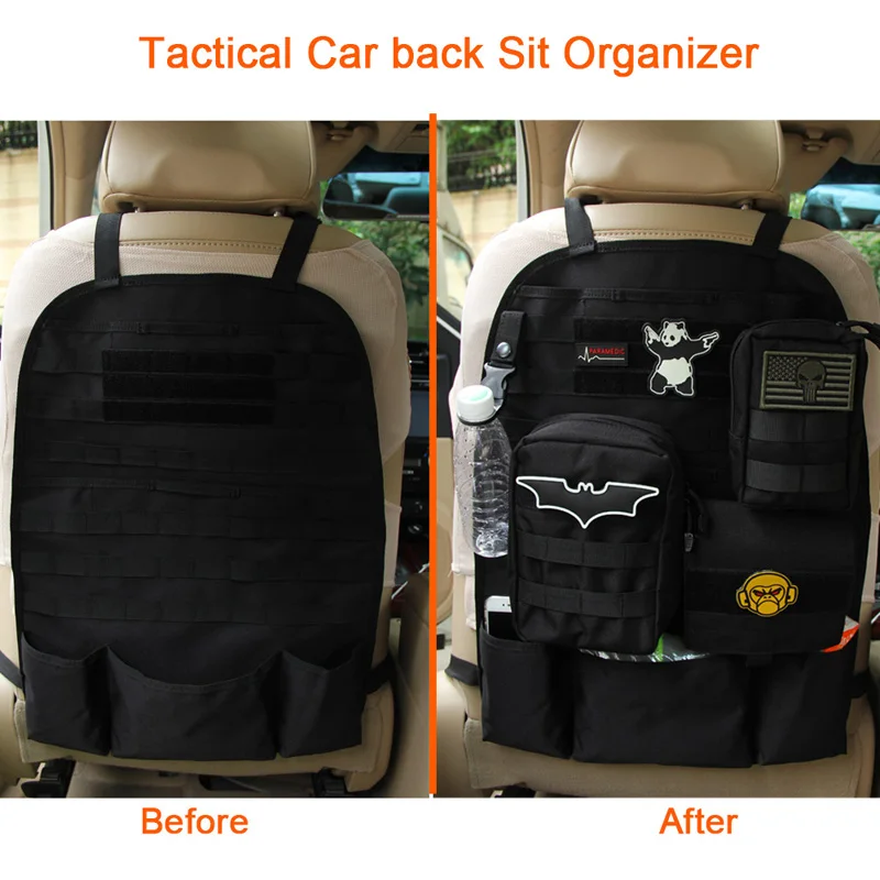 

Tactical Car Back Seat Organizer Multi-function Sports Accessory Storage Pockets Military Package Outdoor Molle Seat Cover Bag