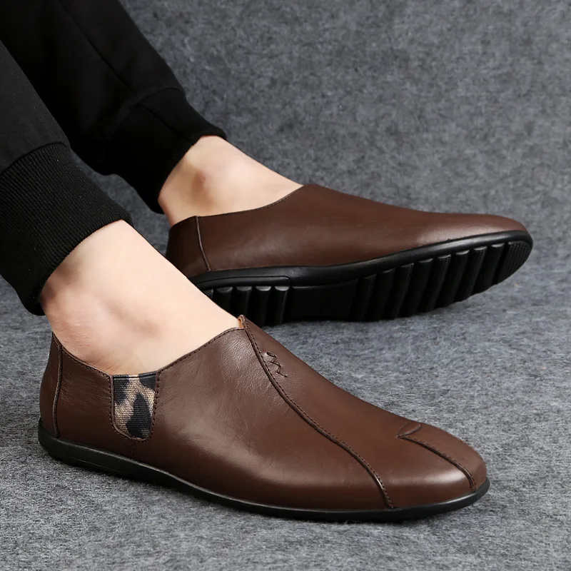 Genuine Leather Men Casual Shoes Luxury Brand 2022 Mens Loafers Moccasins Breathable Slip on Lazy Driving Shoes Plus Size 38-47 4