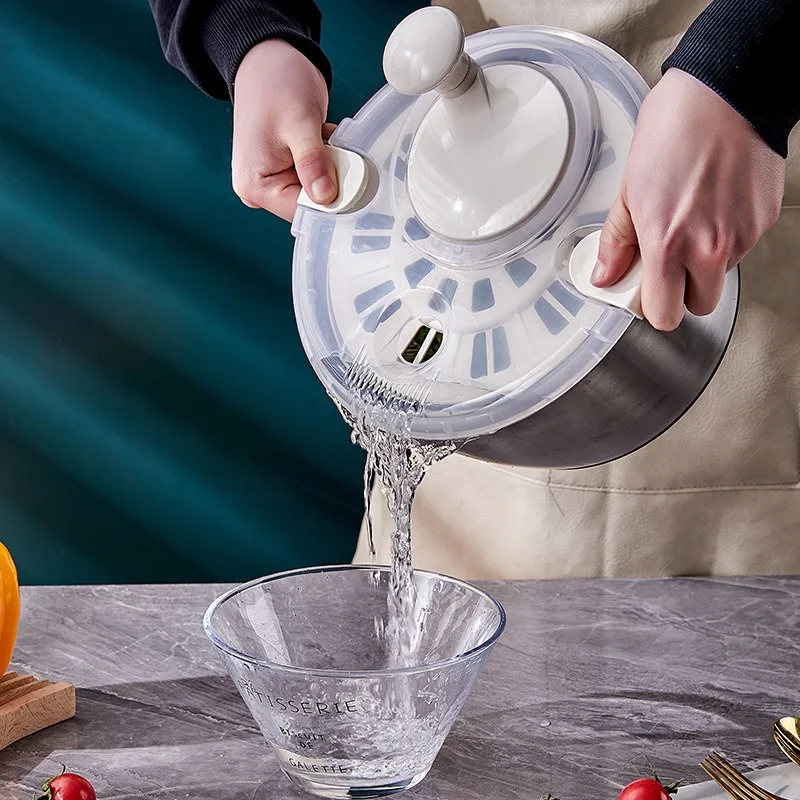 Vegetable Dehydrator Vegetable Fruit Dryer Stainless Steel Salad Spinner 5L Capacity Drainer