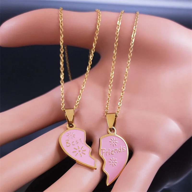 Black Broken Heart Pendant Necklace Set - 2 Pack | Icing US