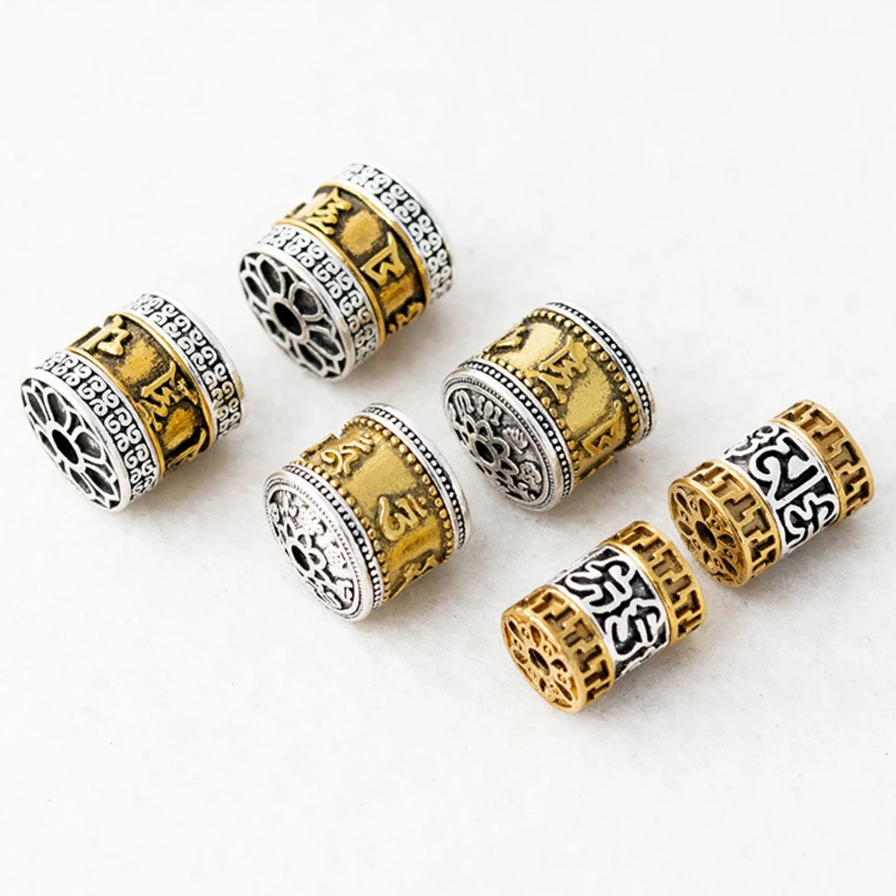 

5Pcs Double Color Retro Cylinder Loose Bead European Big Hole Spacer Beads for DIY Jewelry Making Charms Bracelet Finding