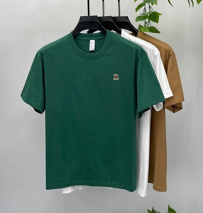 100% Baumwolle Hochwertige Marken-Kurzarm-T-Shirts Modisches B-förmiges Buchstaben-Prägedruck Rundhals Sommer Herren Luxus Neues Casual-Oberteil – Detail 18