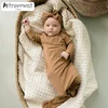 Custom Name Embroidery Baby Swaddle Blanket with Cute Beanie 0-12M Organic Cotton Anti-Kick Sleep Sack Newborn Gift Set 2