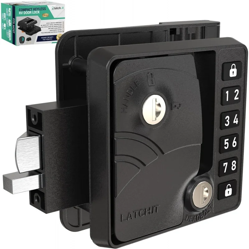 

LATCH.IT Rv Door Lock Keyless Entry | Mini Rv Keyless Entry Door Lock | All Metal Locks for RV Doors | Keyless RV Door Lock | Fi