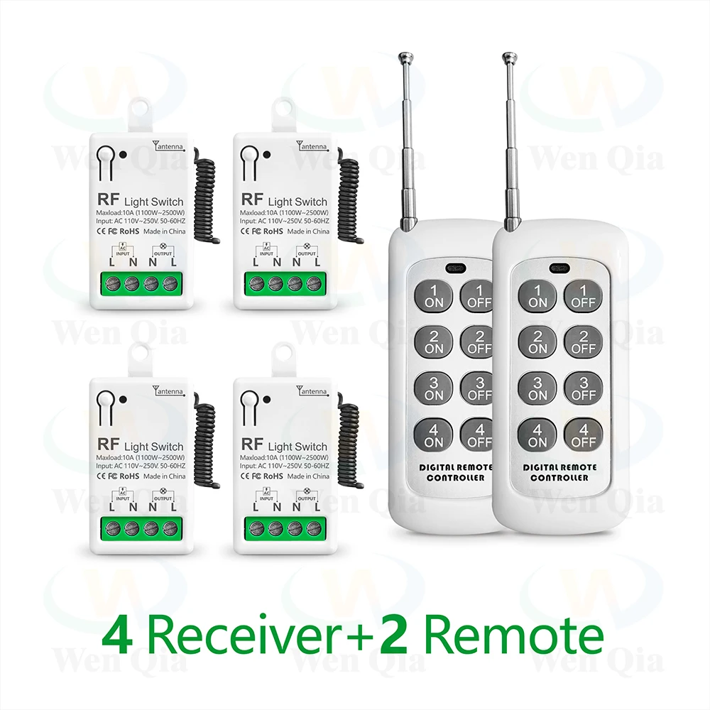 Advanced Wireless Remote Control Light Switch with Mini RF Receiver - Long-Range, High-Power Interrupter for LED and Bulb Lighting