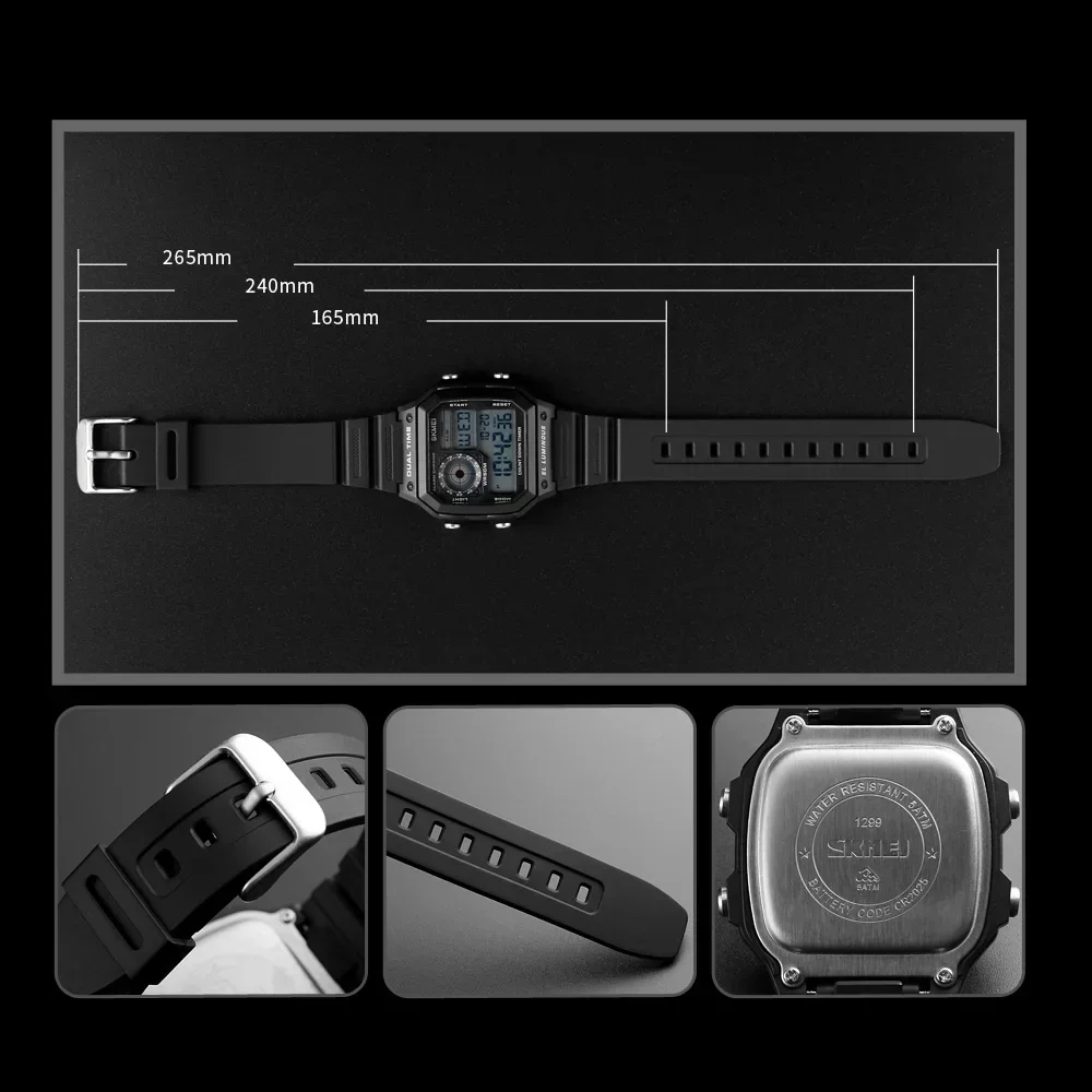 Skmei 1299 Mode Mannen Pu Band Multifunctionele Waterdichte Horloges Alarm Mannelijk Digitaal Horloge Reloj Hombre Outdoor Sport Horloge