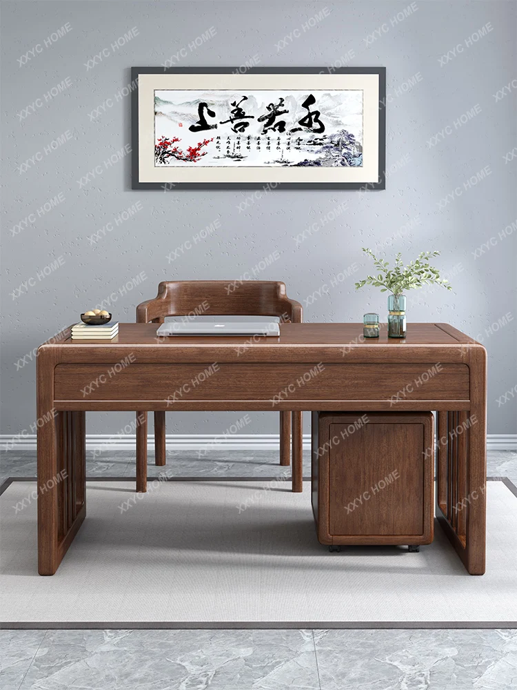 New Chinese Style Solid Wood Desk Walnut Light Luxury Calligraphy Table Simple Study Table Modern chinese calligraphy