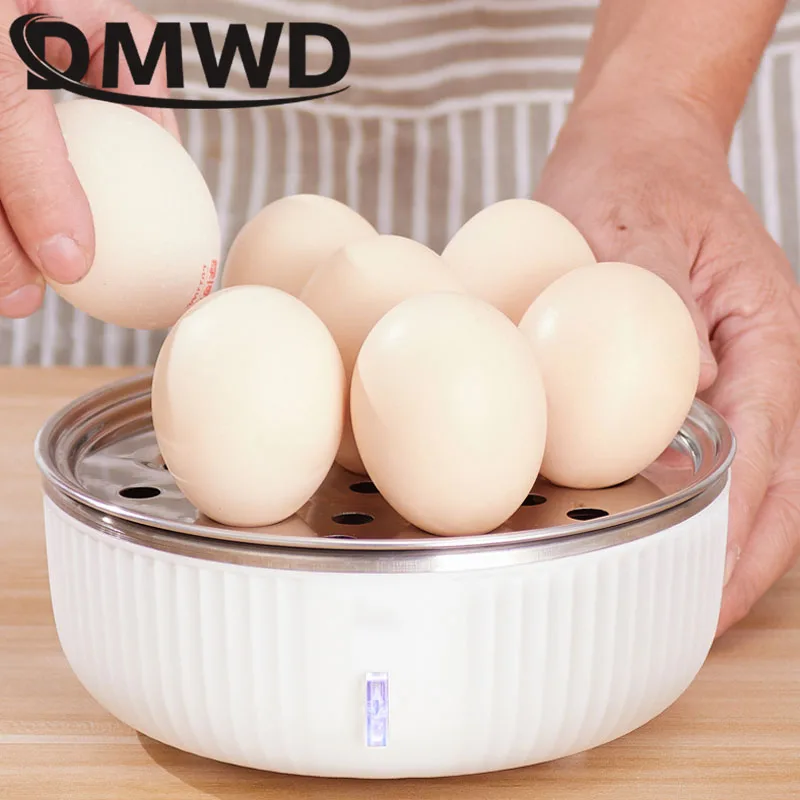 DMWD Household Electric Egg Steamer Boiler Stainless Steel Automatic Multi Food Cooker 7 Eggs Egg Custard Steaming Cooker 220V