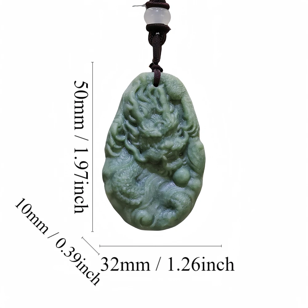 

Chinese Carved Natural Real Jade Dragon Pendant Necklace Designer Charm Accessories Green Jewelry Gift for Women Men Talismans
