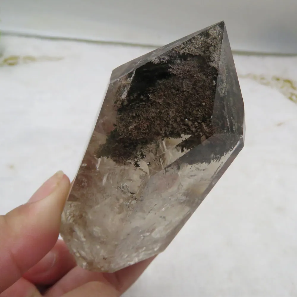 

310 г AAA ++ натуральная прозрачная Палочка из кварцевого кристалла Phantom с радугой полностью внутри Восстанавливающая