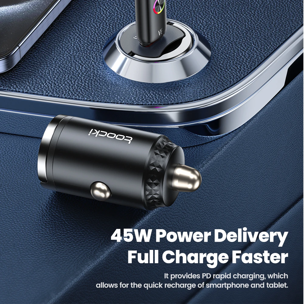 Toocki 45W Pull Ring QC4.0 PPS Fast Charging Type C Car Charger