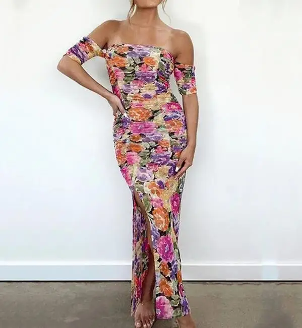 

2023 Summer Fashion Sexy Casual Backless One Shoulder Print Dress Elegant Dresses for Women Female Clothing Outfits