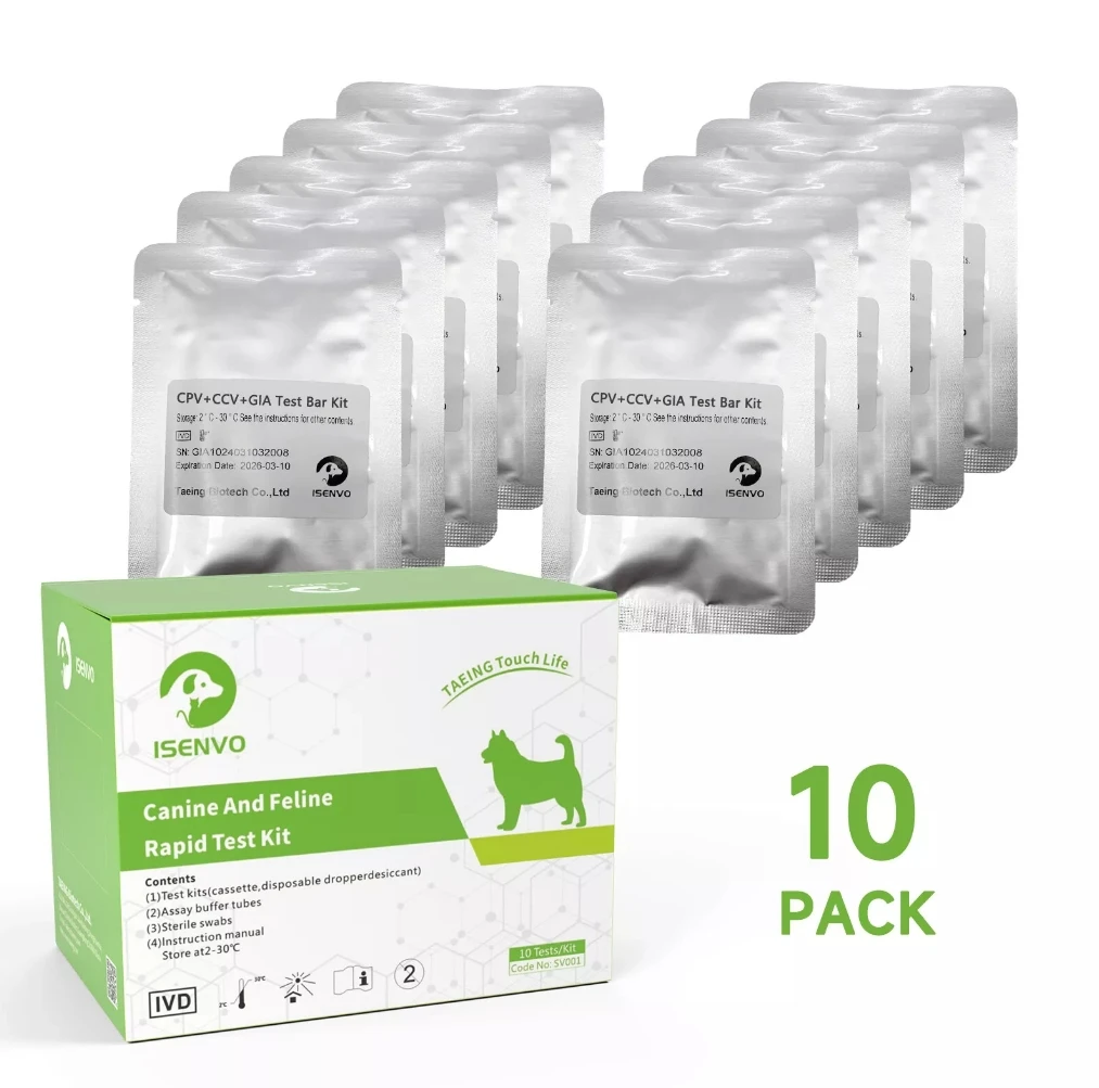 Dog Virus Detection Card 10 Pcs Canine CPV+CCV+GIA Ag Combo Rapid Test Kit Home Test For Dogs Puppy