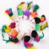 Cute Mini Soft Fleece False Mouse Cat Toys Colorful Feather Funny Playing Training Toys for Cats Kitten Puppy Pet Supplies 2