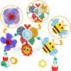 Crib Hanging Bell Stroller Arch Clip Foldable Sunflower Baby Interactive Rainbow Toys Infant Grab Exercise for Son Daughter Gift 6