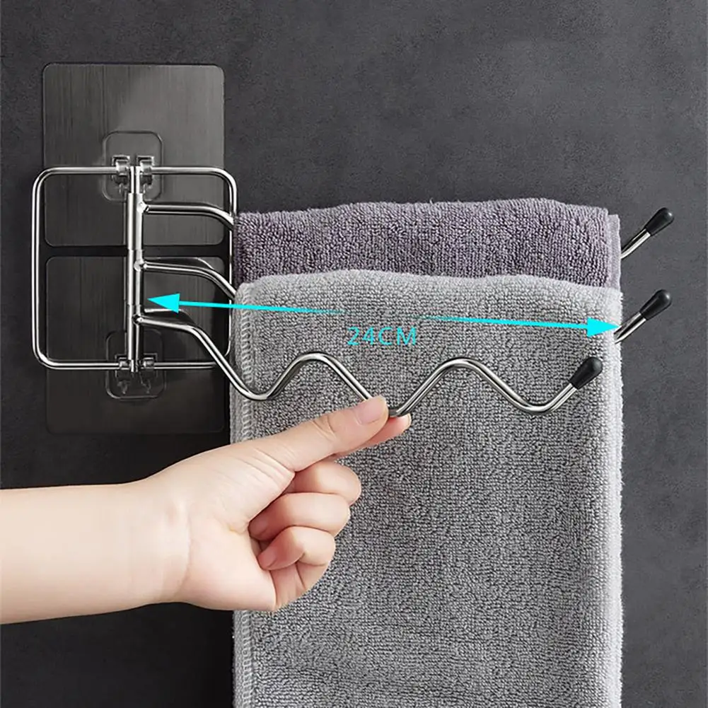Non Perforated Stainless Steel Kitchen Cloth Rack 180&deg;rotating Towel Rack Kitchen Tissue Hanger Dishcloth Coat