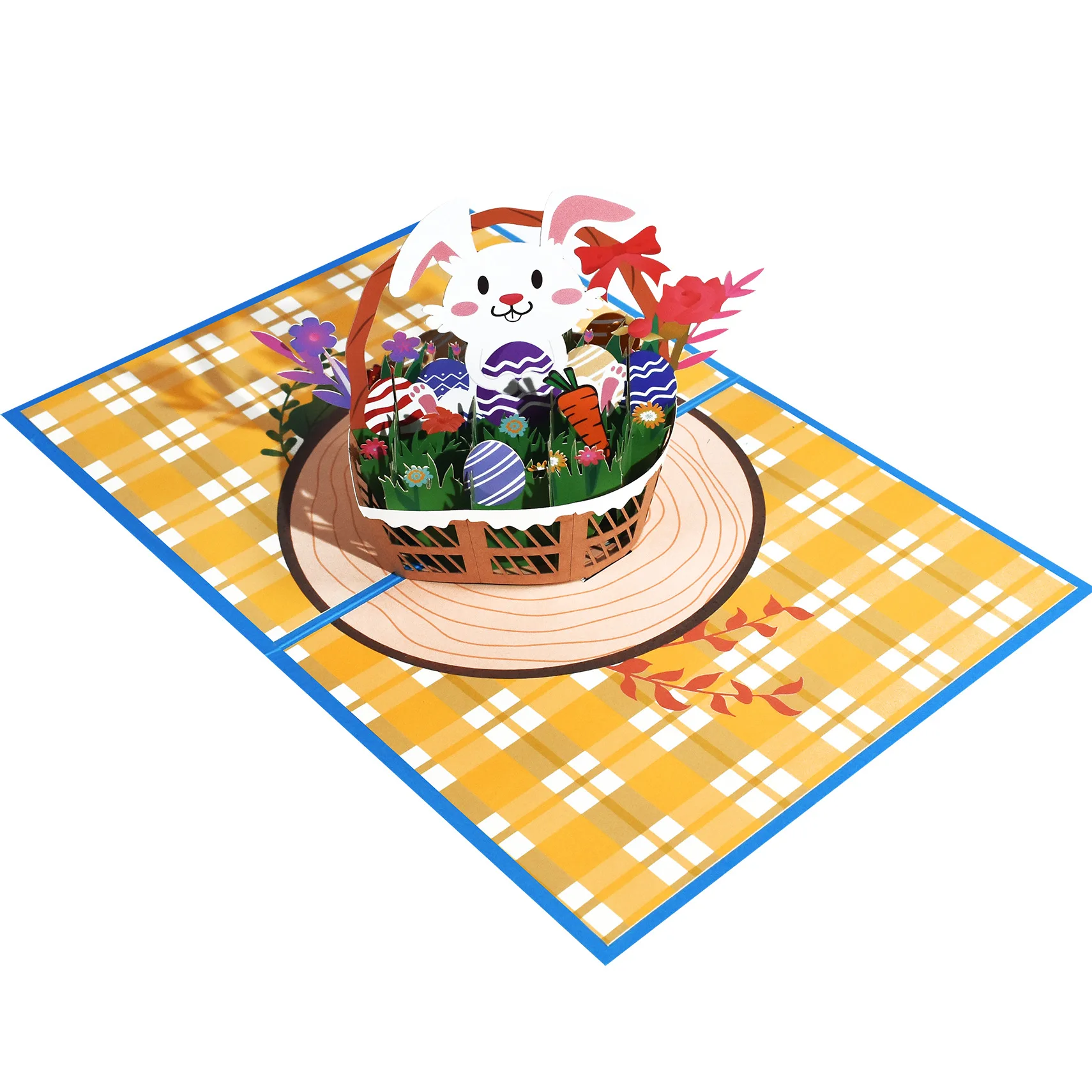 3pcs New Easter Creative Greeting Cards 3D Paper Sculpture Bunny Basket Personalized Blessing Cards Corgi Carrot Egg Gift Card