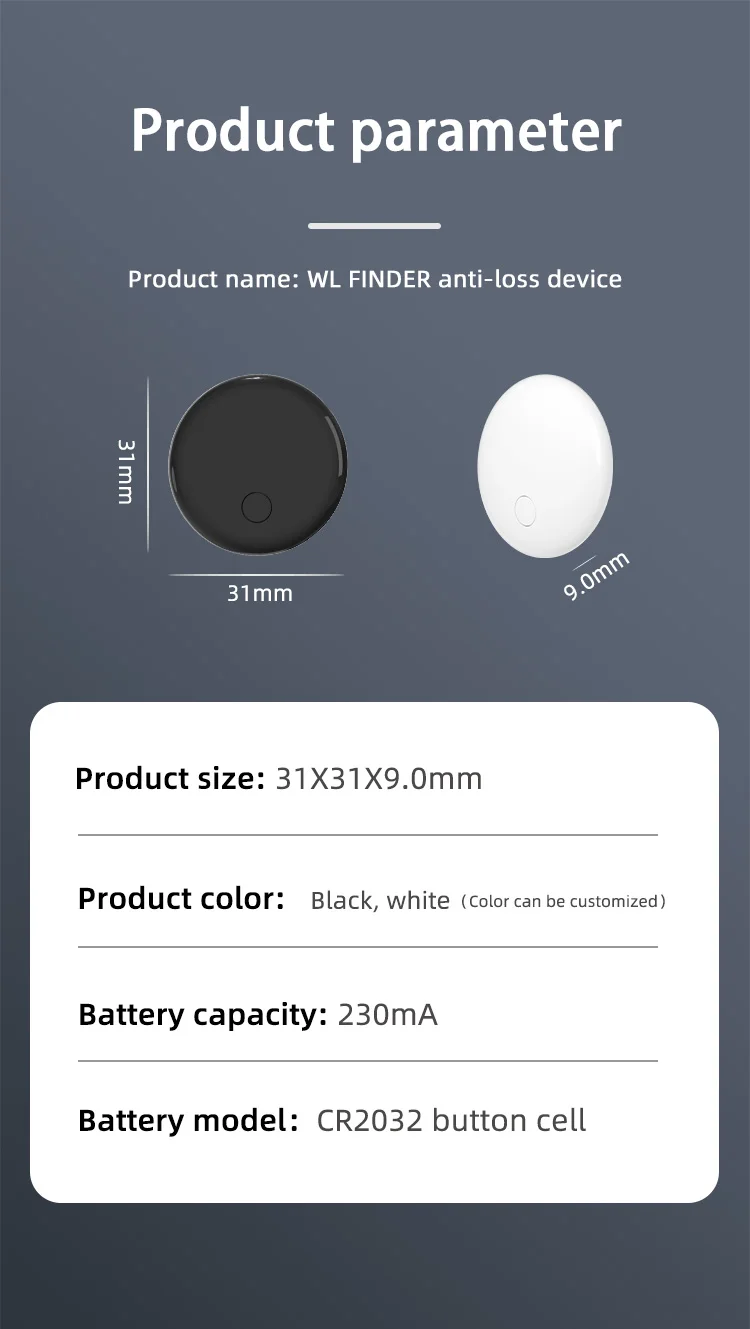 Anti-lose Tracker For Apple Airtag Replacemen via Find My Bluetooth GPS Tracker