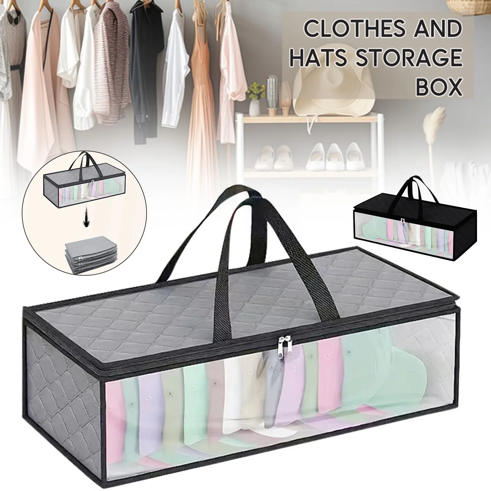 

Foldable Storage Bag for Home,Underbed Non-woven Organizing Boxes,Multipurpose Dustproof Packing Case for Clothes Shoe Hat Toy