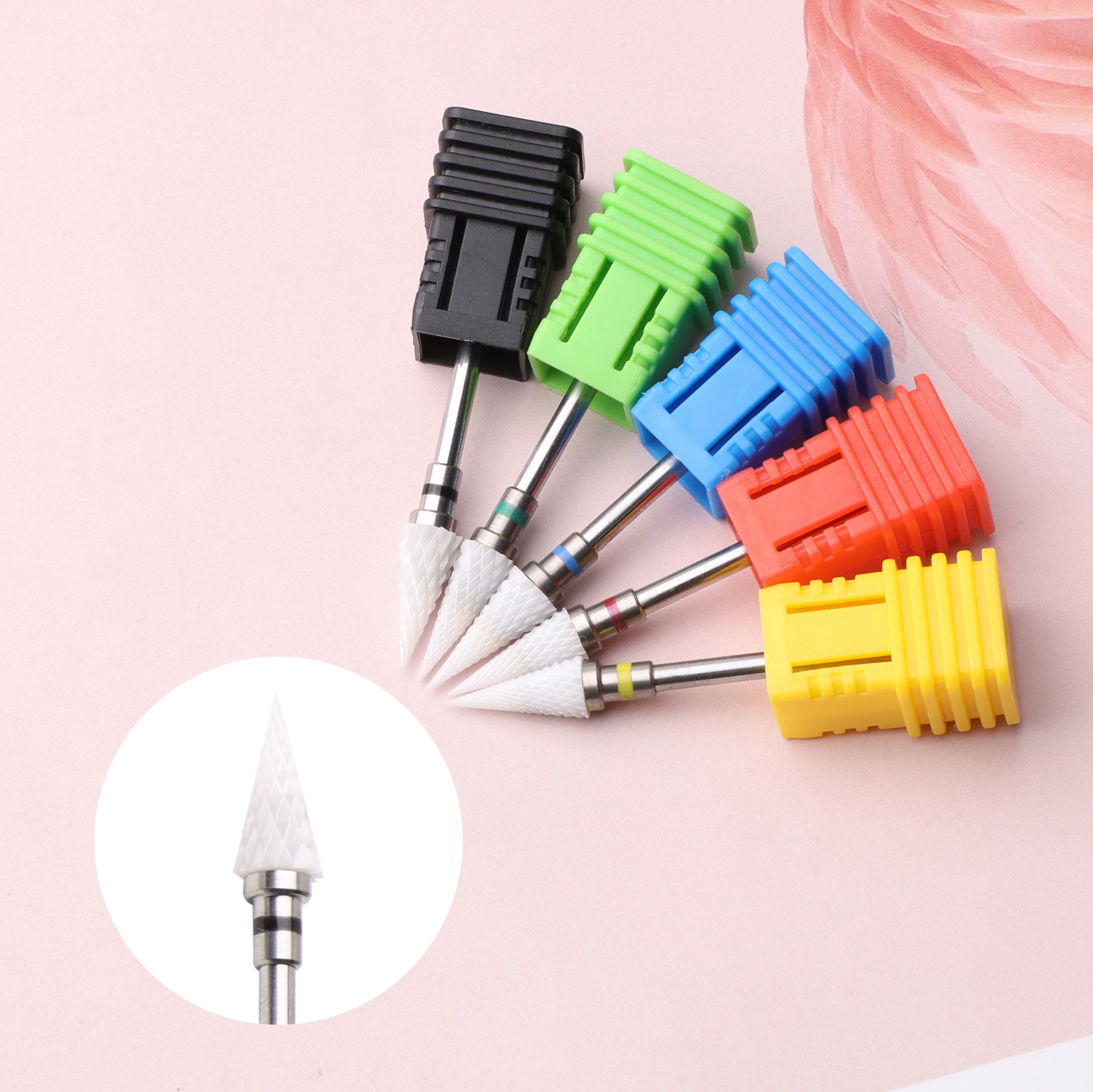 Ceramic Carbide Nail Drill Bit Nail Cutter Rotate Burr Milling Bits Electric Drill Machine For Manicure Pedicure Tools