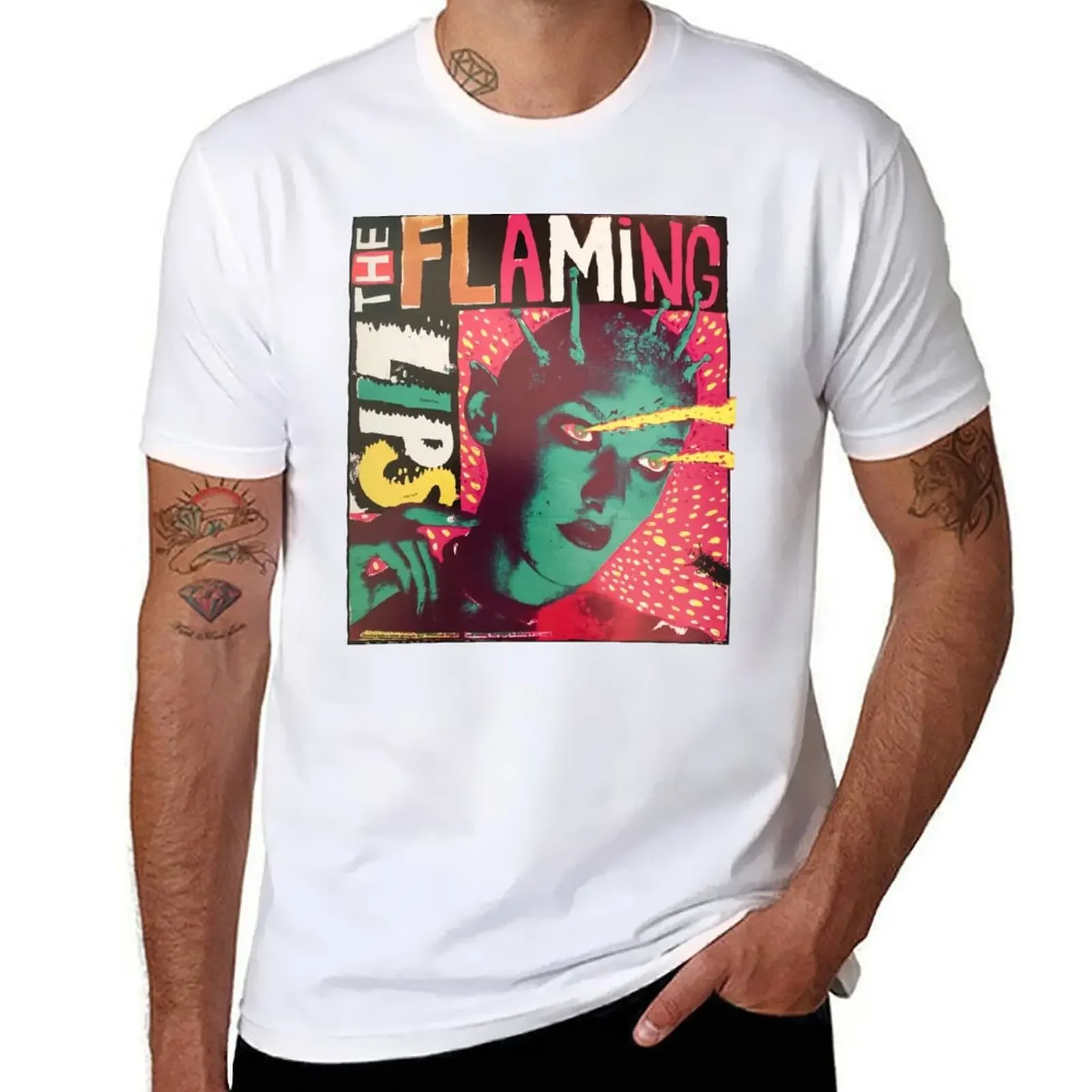 

Vintage The Flaming Lips White T-shirt Aesthetic clothing boys whites shirts graphic tees Short sleeve tee men