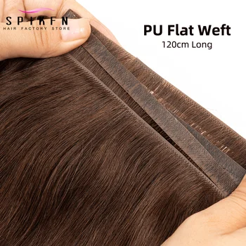SPIKFN Long PU Skin Weft Hair Bundles 12-20 Inch Hair Weaves Highlight Honey Blonde Virgin Human Hair Weft For Women No Tape On