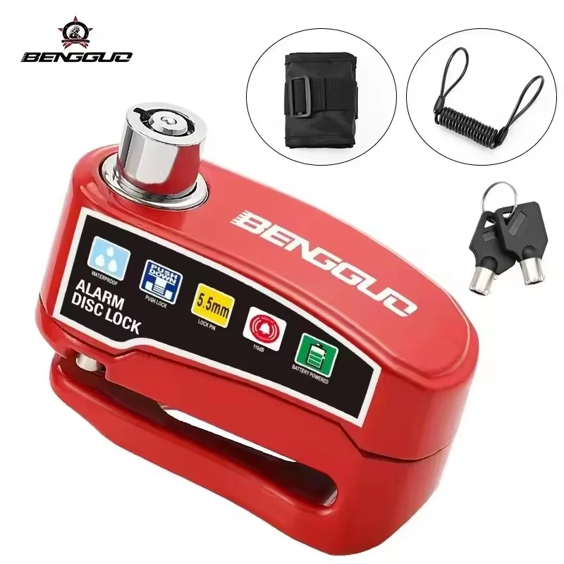 Waterproof Anti-Theft Motorcycle & Bicycle Padlock with Alarm and Keys