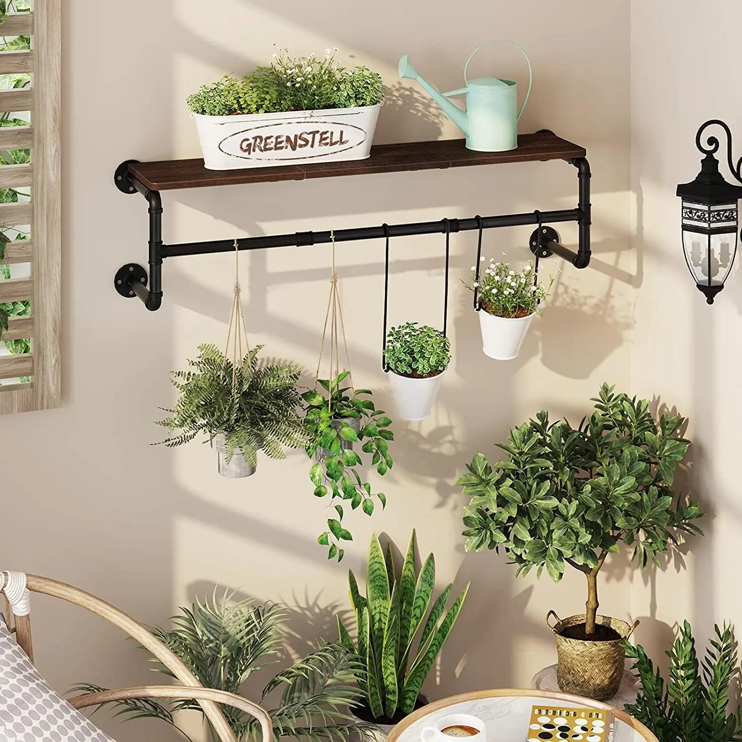 Wall Mounted Clothes Rail Industrial Pipe Garment Rack Clothes Hanging Rod Space-Saving 3