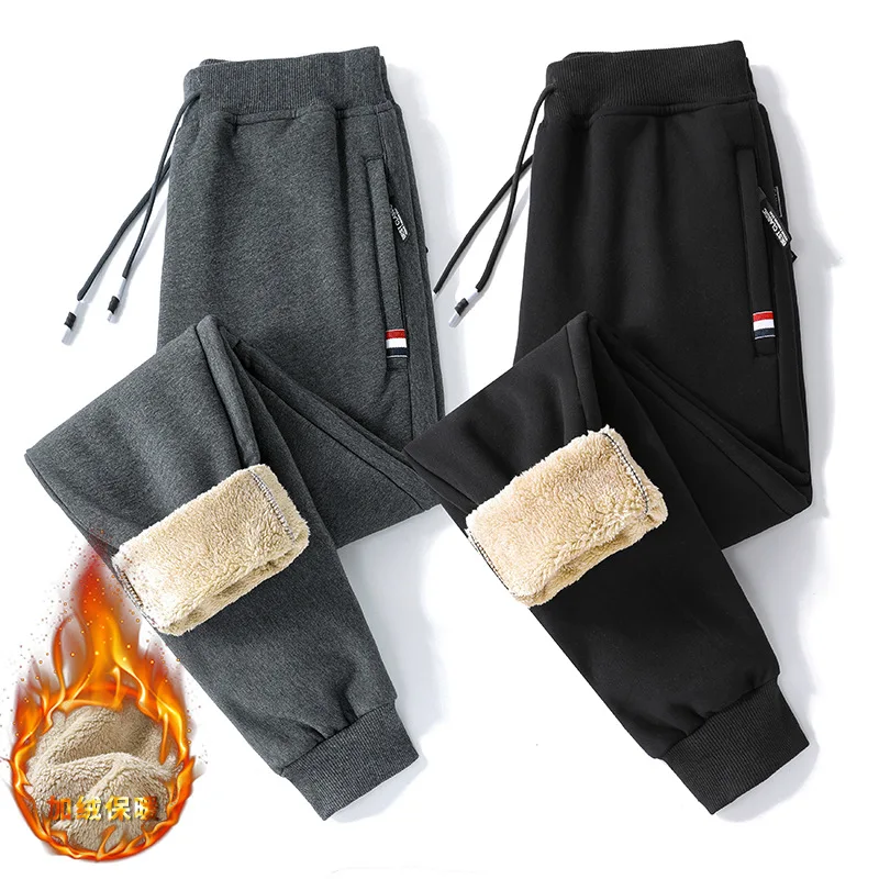 

Autumn Winter Men's Warm Sweatpants Casual Sports Loose Thick Youth Drawstring Waist Male Clothing 2023