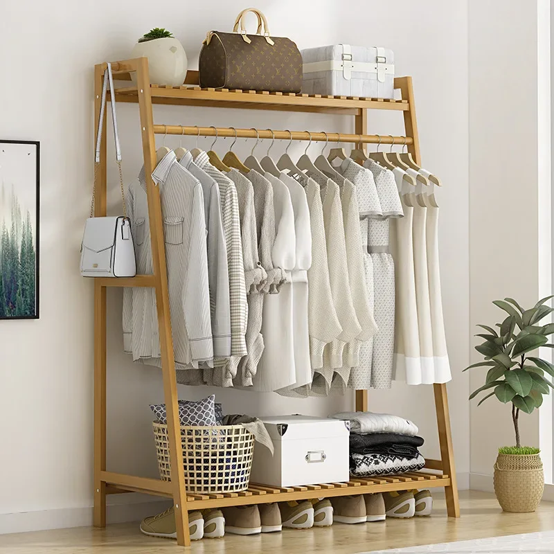 Solid wood floor-standing clothes rack, easy installation