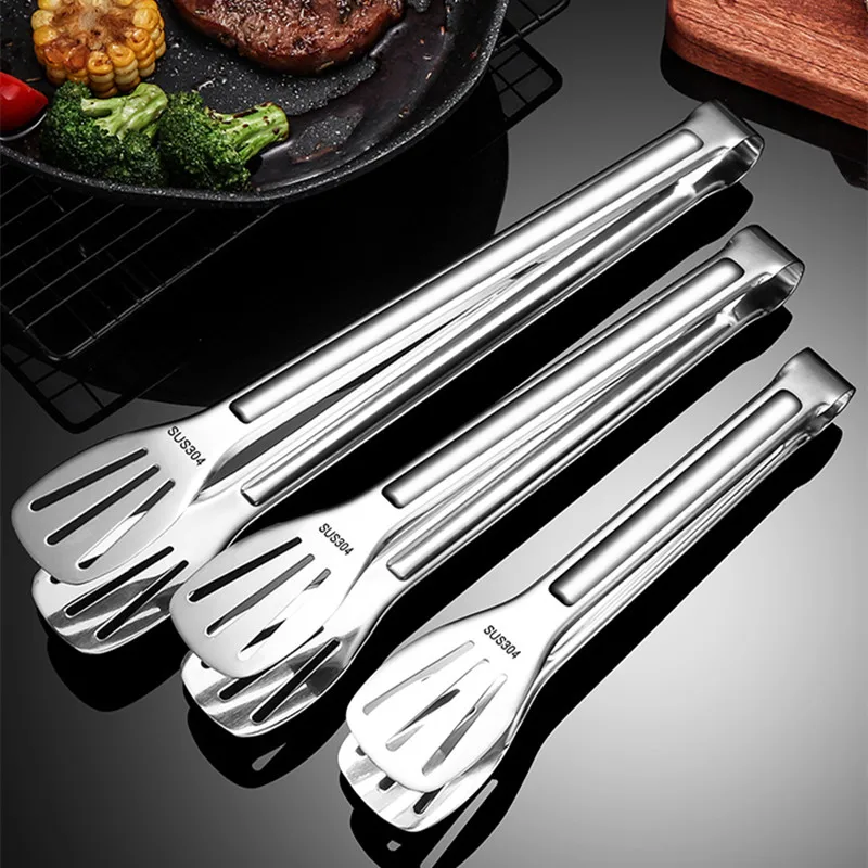 304 Stainless Steel Food Clip Steak Bread BBQ Meat Salad Fruit Picnic Party Kitchen Baking Cooking Tools Food Tongs