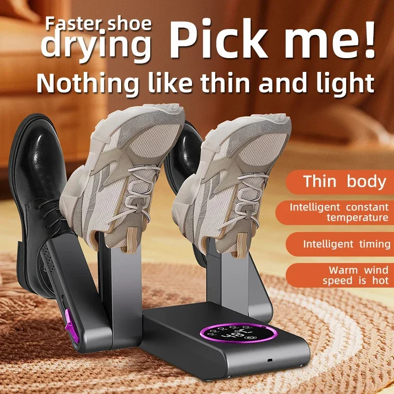 Portable Electric Shoe Dryer 180° Folding Design Smart Display for Shoes Gloves Hats Socks Ski Boot Slippers Dryer for Household 2