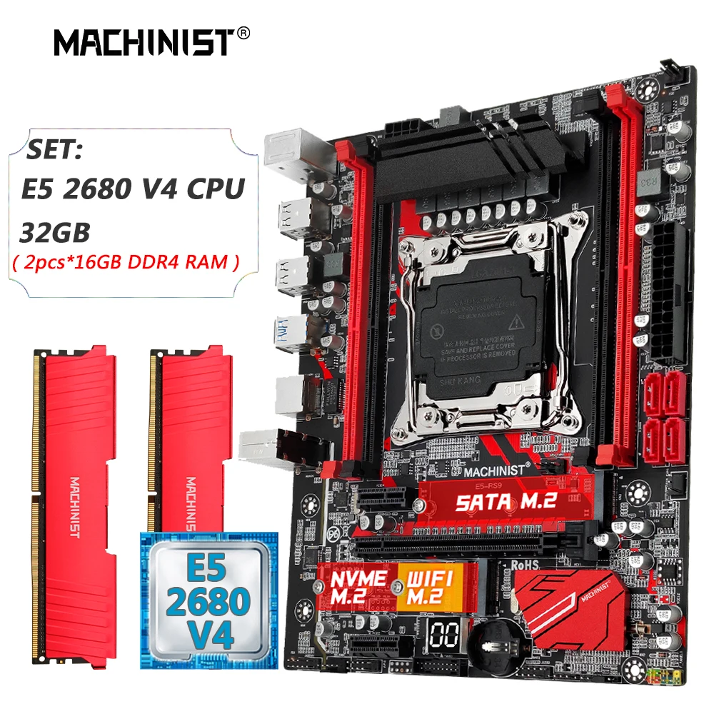 Machinist x99 motherboard combo e5 2680 v4 kit xeon cpu lga 2011 3 ddr4