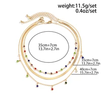 IngeSight.Z 2026 Trendy MultiLayered Color Crystal Chain Choker Necklace for Women Boho Flat Snake Chain Clavicle Short Necklace - Image 5