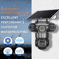 Caméra IP solaire WiFi extérieure 12MP Triple objectif Vidéo CCTV Surveillance Vision nocturne Détection humaine sans fil Caméras V380 Pro 6